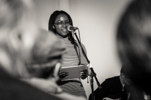 Chimwemwe Undi at a poetry reading.